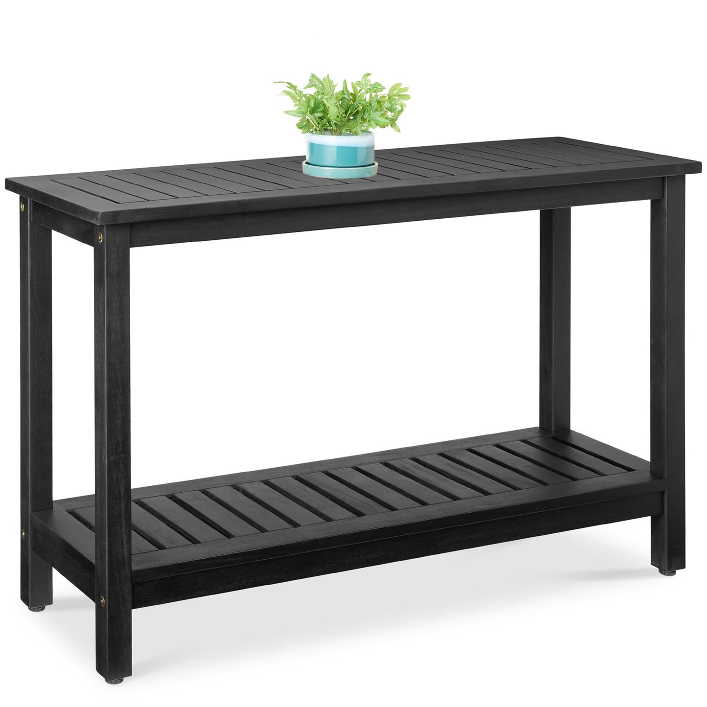 Best Choice Products 48in 2-Shelf Indoor Outdoor Wooden Console Table Multifunctional Buffet Bar Storage - Natural