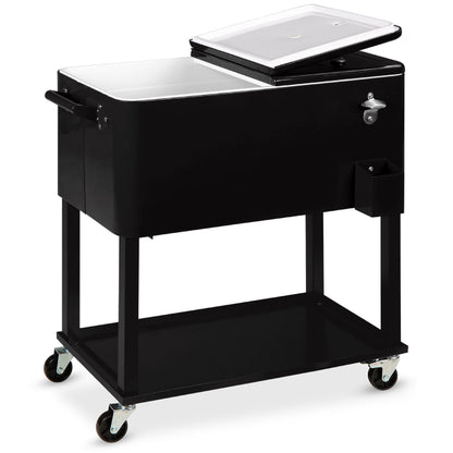 Best Choice Products 80qt Steel Rolling Cooler Cart w/ Bottle Opener, Catch Tray, Drain Plug, Locking Wheels - Red