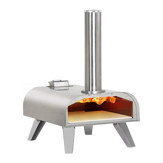 Big Horn Outdoors Wood Pellet, Wood Fired, Stainless Steel Pizza Oven (Silver)