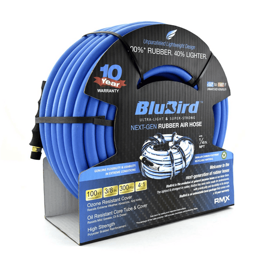 BluBird BB38100 3/8" x 100' Lightweight Polyester Braided Rubber Air Hose