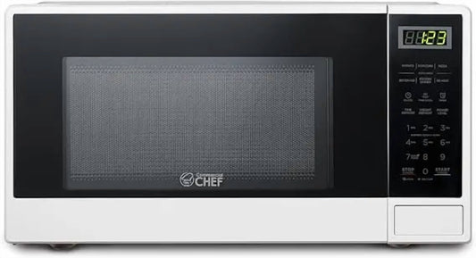 COMMERCIAL CHEF 1.1 Cu Ft Microwave with 10 Power Levels, Small Microwave with Push Button, 1000W Countertop Microwave