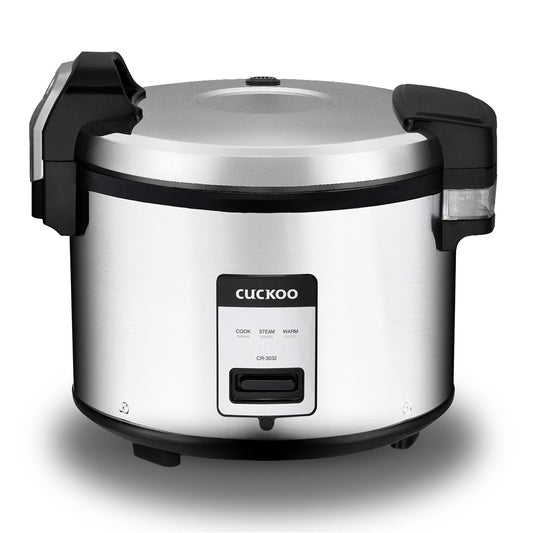 Cuckoo Stainless Steel Rice Cooker 60 Cups Cooked Warmer with Nonstick Pot Easy Switch Start Silver/Black (CR-3032)