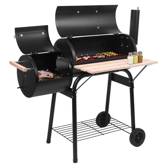Charcoal Grill with Offset Smoker, Outdoor Barbecue Pit for Patio and Backyard
