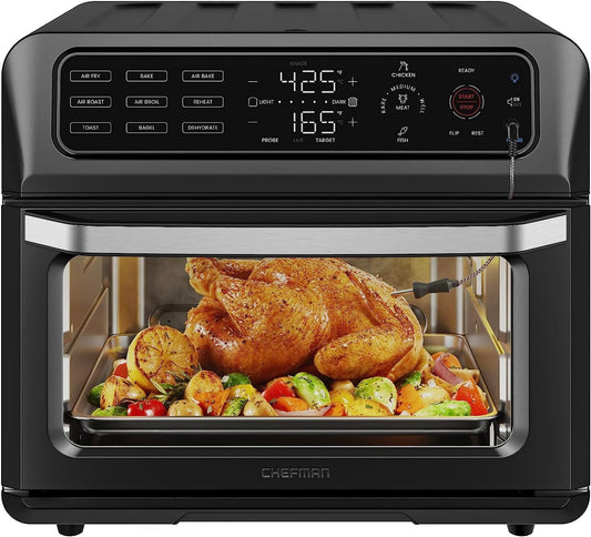 Chefman Dual Function Digital Air Fryer Oven with Temperature Probe, Black