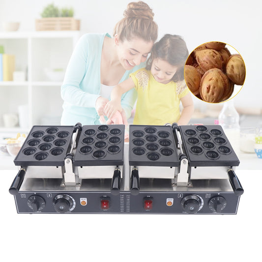 ChicHomey Dual-Plate Walnut Shaped Waffle Maker- 20 Slot Non-Stick,Electric Waffle Iron with Even Heating,Homemade Fun