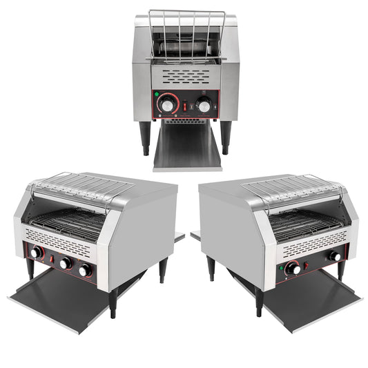 ChicHomey High-Power Commercial Conveyor Toaster for Cafes and Buffets, Adjustable Speed, Easy-to-Clean with 3 Baking Modes, Stainless Steel Finish