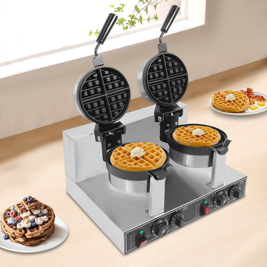 ChicHomey Waffle Maker with 2400W Power, Adjustable Temperature (122-572℉), Non-stick Coating, 180° Rotatable Handle, Perfect for DIY Healthy Waffles, Easy to Use and Clean