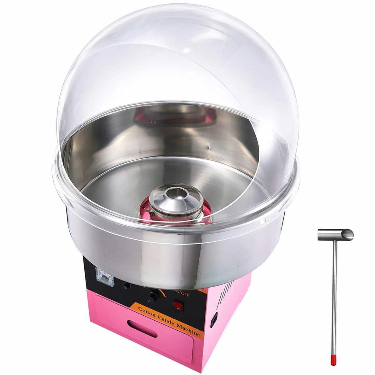 Choco Moon 1000W Electric Cotton Candy Maker, Stainless Steel Bowl, Sugar Scoop, Cover, Pink, Ideal for Kids Birthdays & Family Parties