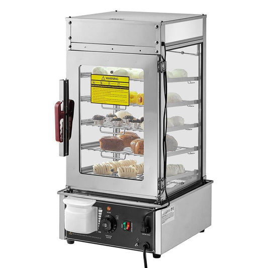 Choco Moon Commercial Food Warmer 5-Tier, 1500W Rapid Heating, Buns/Steamed Dumplings Display, Restaurant-Grade Stainless Steel