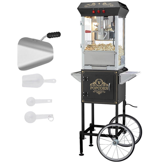 Choco Moon Electric Popcorn Popper with Cart, 850W Large Capacity, 48 Cups, Easy to Use for Home Movie Nights, Perfect for Parties, Quick & Easy Snack Making