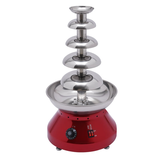 Chocolate Fountain 5-Tier Commercial Hot Chocolate Fondue Tower 3000ml/ 7lb Large Capacity Stainless Steel Chocolate Melting Heating Machine for Buffet Dinner,Wedding Celebration,Big Party (Red)