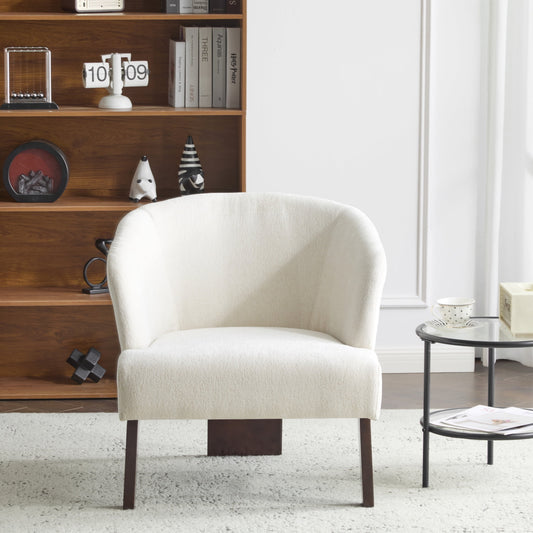 Christopher Knight Home Transitional Accent Chair with Curved Backrest, Solid Wood Base, Beige