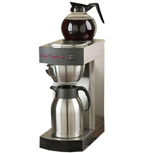 Classic Concepts RCB130 Stainless Steel Commercial Brewer -1 Warmer- 12 Cup with Decanter & 1 Stainless Steel Thermal Server