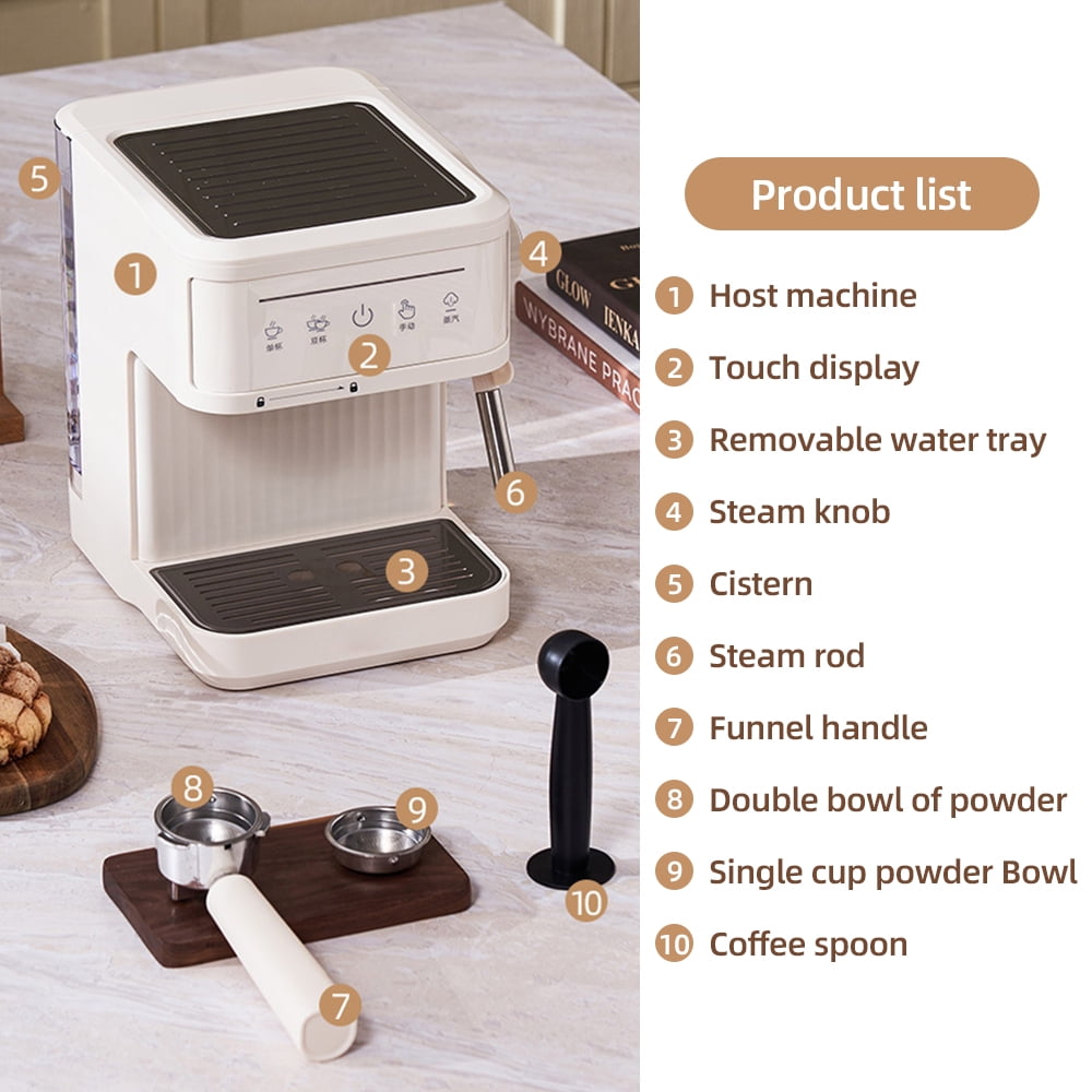 Coffee Machine, Wand Art Maker With And Serve Filter 92℃ 20bar Coffee Maker Coffee Maker With And Serve Filter Wand Art Espresso Coffee 850w 20bar Adjustable Wand 92℃ Brew 3