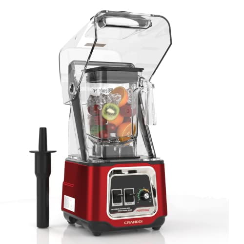 Commercial Blender, 2200W Countertop Blenders with Removable Shield, Quiet Smoothie Blender for Shakes and Ice Crushing, 52oz, 1500000 RPM, Professional Blenders for Kitchen, K80 Red