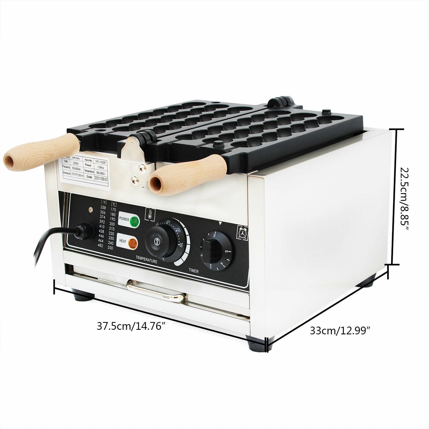 Commercial Bubble Waffle Ball Machine Stainless Steel Nonstick Waffle Machine Commercial Nonstick Electric Waffle Bites Maker Bubble Waffle Machine Electric Rotated Waffle Ball Making Machine 1500W