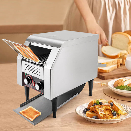 Commercial Conveyor Toaster - 150 Slices/H, Heavy Duty Stainless Steel, 7 Speed & 3 Modes, Ideal for Cafes and Buffets