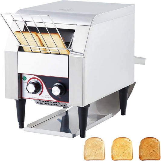 Commercial Conveyor Toaster,150 Slices/Hour Restaurant Toaster for Bun Bagel Bread,Heavy Duty Stainless Steel Conveyor Toaster,Electric Oven with Dual Heating Tubes,1340W