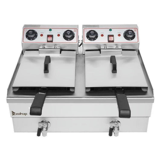 Commercial Electric Countertop Deep Fryer w/ XL Fry Basket, 23.6L/25QT