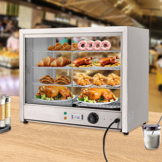 Commercial Food Warmer Buffet Restaurant Heated Cabinet 4-Tier Food Showcase Pizza Case