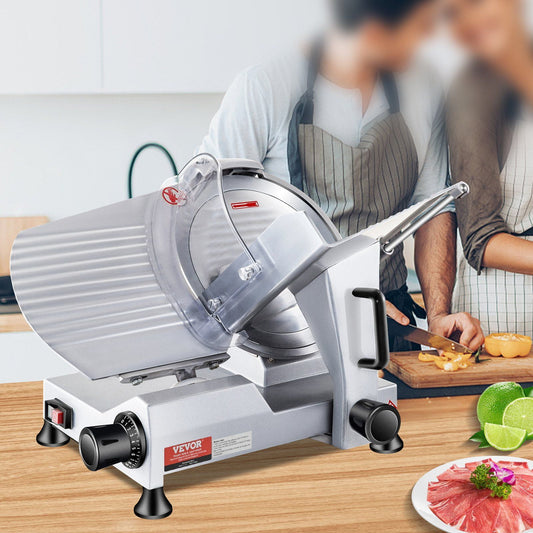 Commercial-Grade Electric Meat Slicer, 240W High-Speed (400 RPM), 10" Carbon Steel Blade, 0-0.47" Thickness Control, Perfect for Deli & Home Kitchen