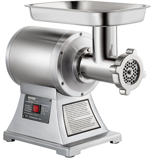 1100W Commercial Meat Grinder - 550LB/H Stainless Steel Mincer w/2 Blades & Plates - Heavy Duty for Restaurants & Home Use