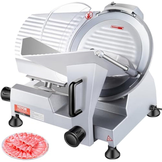 Commercial Meat Slicer, 10 inch Electric Food Slicer, 240W Frozen Meat Deli Slicer, Premium Chromium-plated Steel Blade Semi-Auto Meat Slicer For Commercial and Home use