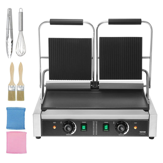 Commercial Panini Press Grill - 19"x9" Electric Sandwich Maker with Griddle Plates, Panini Presser for Restaurant & Home Use