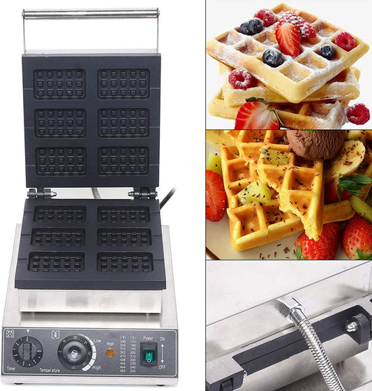 Commercial Waffle Maker Nonstick Electric Waffle Maker Machine 6 Cells Household Baker Machine