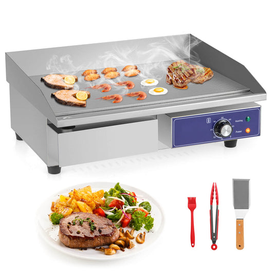 22" Commercial Electric Griddle 110V 2000W Flat Top Countertop Grill 122℉-572℉