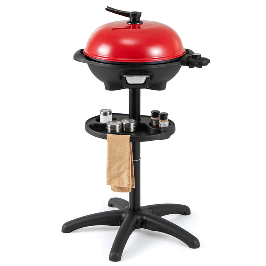 Costway Electric BBQ Grill 1350W Non-stick 4 Temperature Setting Outdoor Garden Camping Red