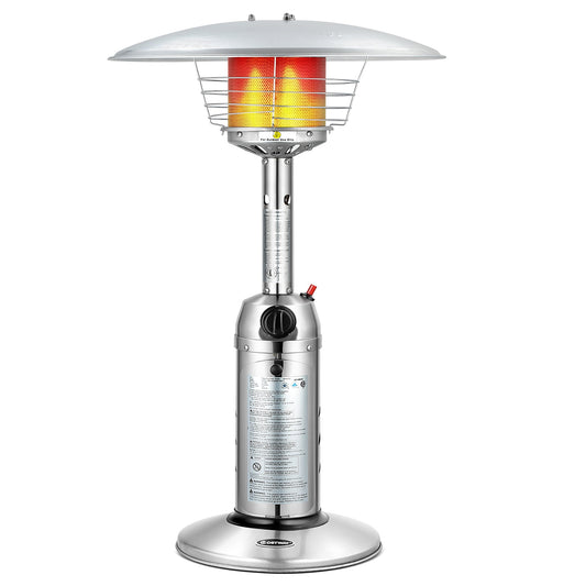 Costway Patio Heater 11,000BTU Portable Tabletop Stainless Steel Standing Propane Heater