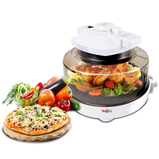 Countertop Infrared Oven with Convection Air Circulation Time  Temperature Control 1300W Roast Steam Bake Broil Air Fry  More For Cottage Dorm Room RV Apartment Home White