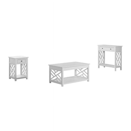 Alaterre Furniture Coventry 36 in. Wood Coffee Table, End Table, Sofa Table Set for Living Rooms, Modern Open Design Accent Furniture, White
