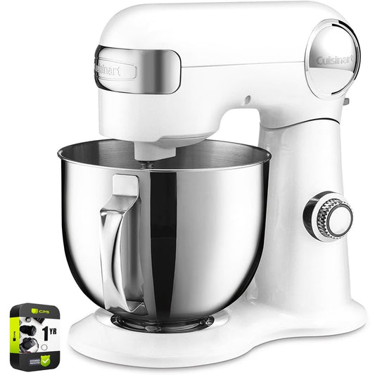 Cuisinart SM-50 Precision Master 5.5-Quart Stand Mixer White Linen Bundle with 1 Year Extended Protection Plan