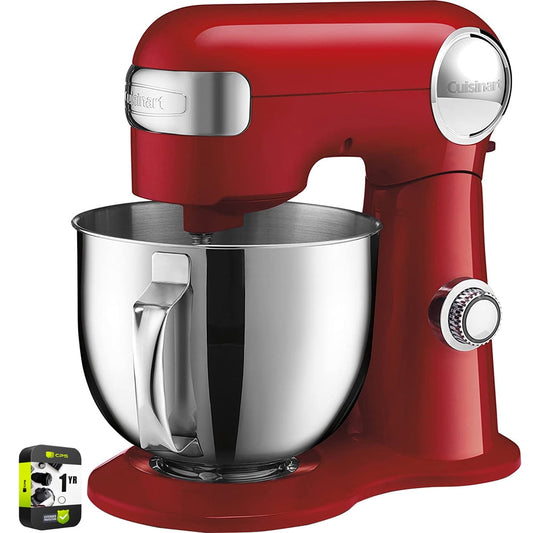 Cuisinart SM-50R 5.5-Quart Stand Mixer Ruby Red Bundle with 1 Year Extended Protection Plan