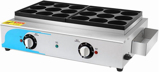 18 Hole Egg Burger Machine, Commercial Electric Heating Red Bean Cake Machine, Omelette Maker Non-Stick, 50-300℃Safe Temperature Control Rapid Heating