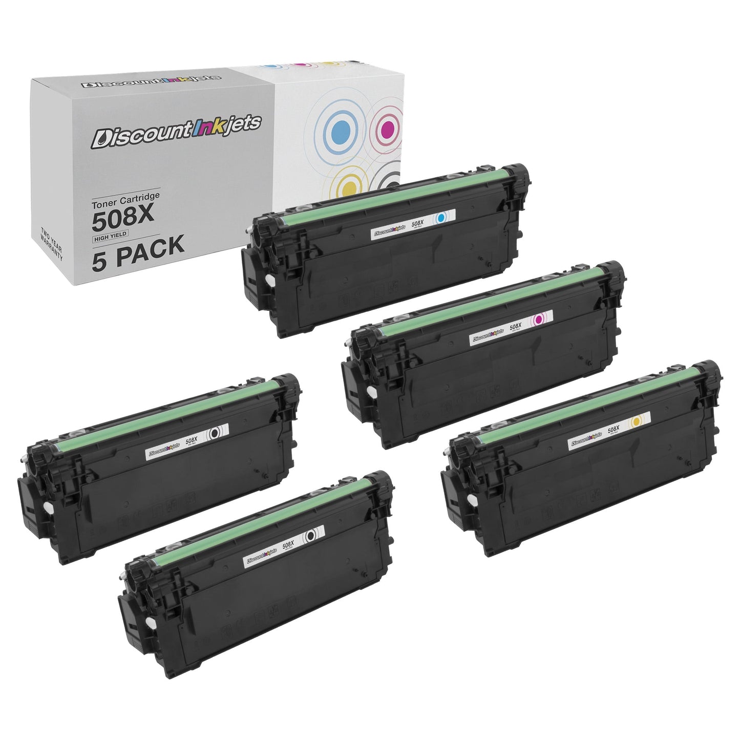 DI 5pk Toner Cartridge Replacement for HP 508X High Yield 2 B, 1 C, M, Y Compatible with HP Color LaserJet Color LaserJet Enterprise Enterprise LaserJet LaserJet Enterprise: M533X, M552dn, M553dh