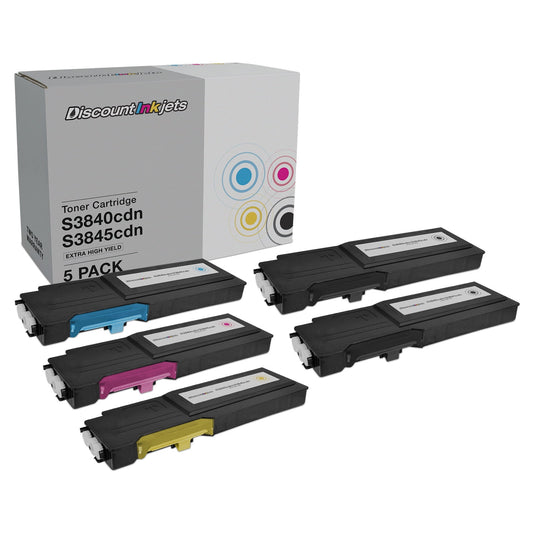 DI Toner Cartridge Replacement for Dell S3840cdn, S3845cdn EHY (2B, C, M, Y 5pk) Compatible with Dell Color Laser MFP S3845cdn, S3840cdn