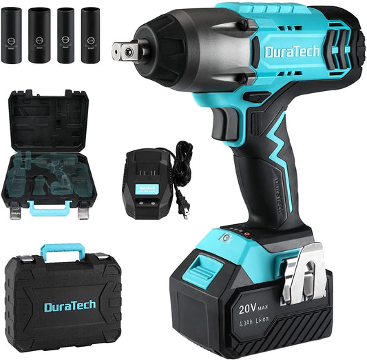 DuraTech DT105034AW 20V, 1/2" Cordless Impact Wrench 4Ah, 2400 RPM 3-Speed
