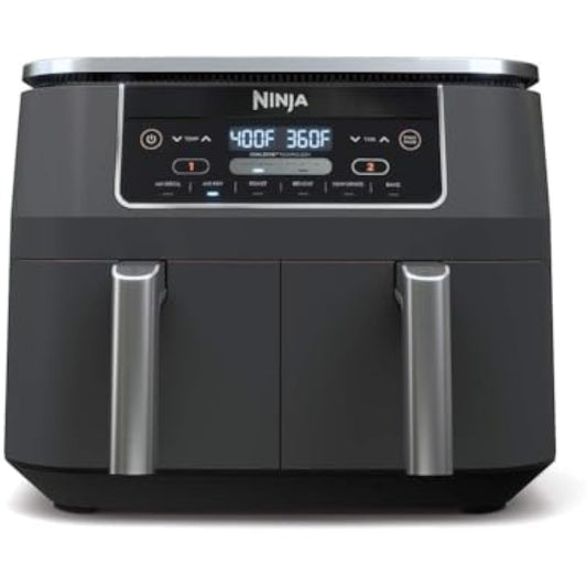 DZ201 Foodi 8 Quart 6-in-1 DualZone 2-Basket Air Fryer with 2 Independent Frying Baskets, Match Cook & Smart Finish to Roast, Broil, Dehydrate & More for Quick, Easy Meals