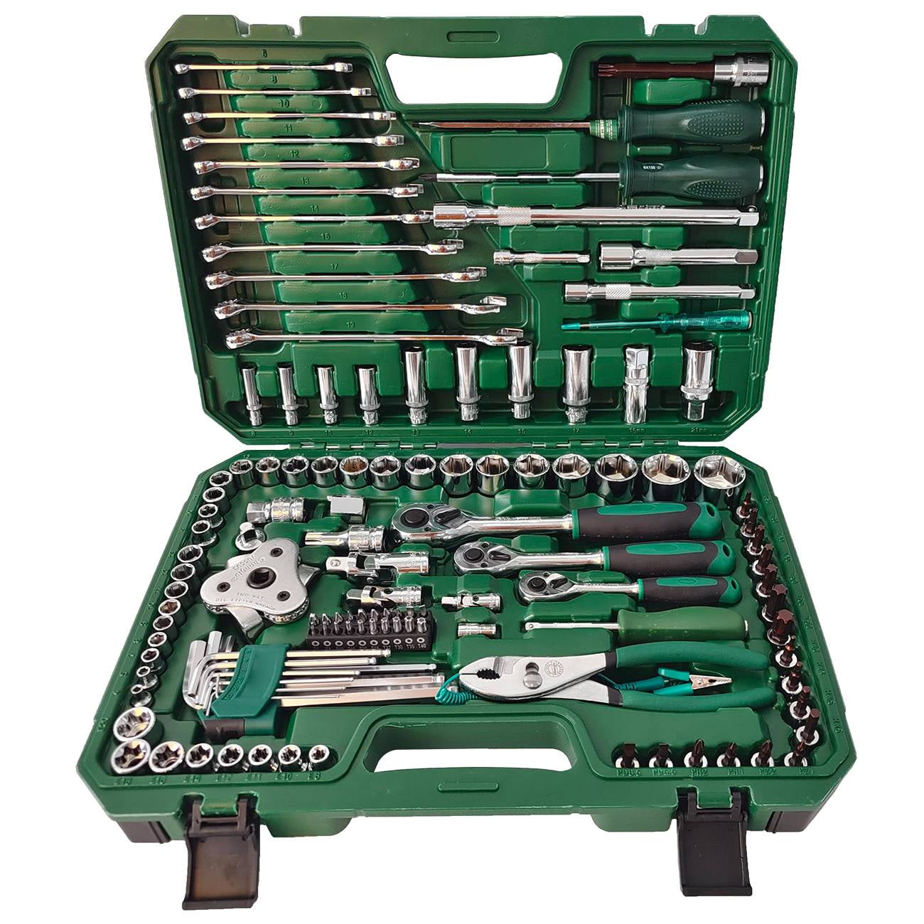 Dawot 124PC Mechanics Tool Set, Auto Repair Hand Tool Set, 1/2" 1/4" & 3/8" Drive Socket Tool Set - Including Ratchet Set Metric Sockets Wrenches Sets for Auto Repair Machine Repair