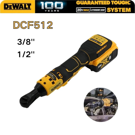 DeWalt® DCF512 20V MAX Brushless Power Tools Variable Speed 3/8 in Ratchet Wrench High Torque Versatility LED Worklight Electric Wrench Tools (RATCHET+Battery+Charger )