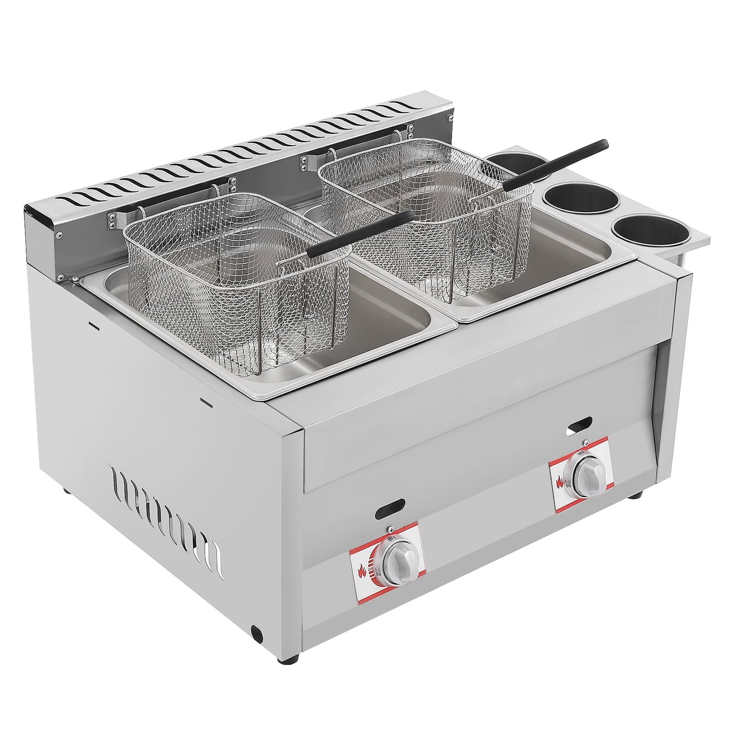 Dual Tank Gas Deep Fryer – High-Quality Stainless Steel with Independent Heating Controls, Safe and Efficient, Perfect for Frying Different Foods Simultaneously