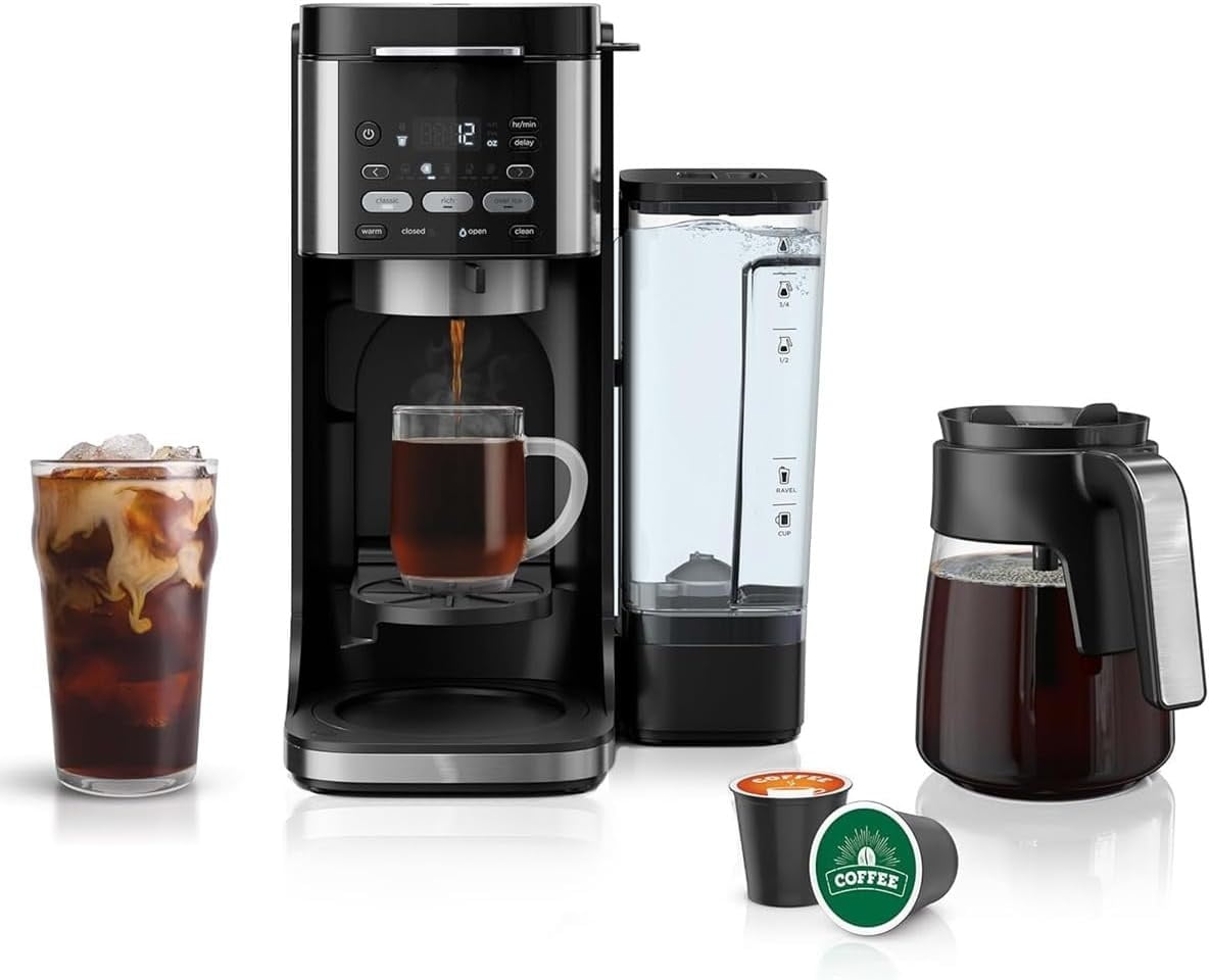 DualBrew Hot & Iced Coffee Maker, Single-Serve, Compatible with K-Cups & 12-Cup Drip Coffee Maker, Black