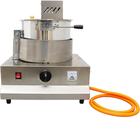 EQCOTWEA Commercial Spherical Popcorn Corn Popper Gas-fired LPG Stainless Steel 17oz