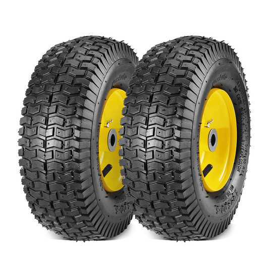 EastVita 13x5.00-6 Lawn Mower Tires with Rim,13x5.00-6 Tractor Turf Tire,4 Ply Tubeless,400lbs Capacity,Set of 2