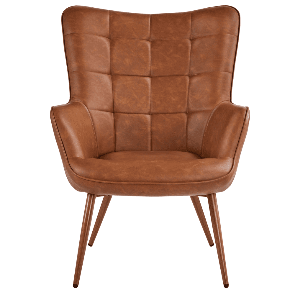 Renwick Contemporary Faux Leather Wingback Accent Chair for Livingroom, Brown