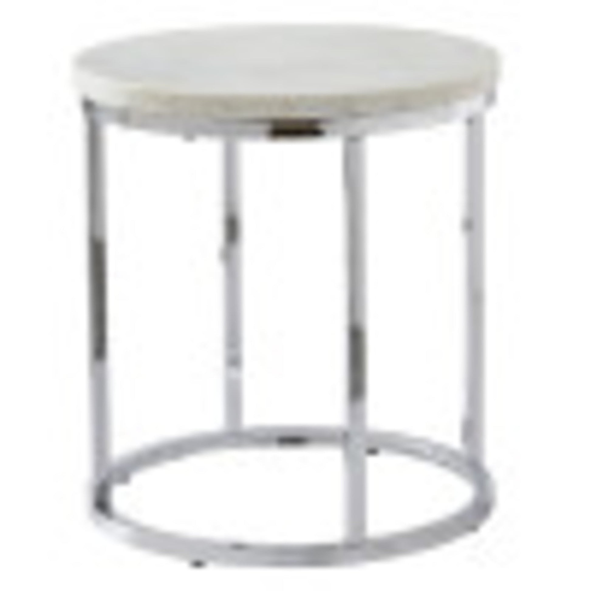 Echo White Marble and ChromeMetal Round Contemporary End Table