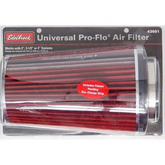 Edelbrock 43691, Pro-Flo Air Filter Cone 10.5 Tall Red/Chrome Performance